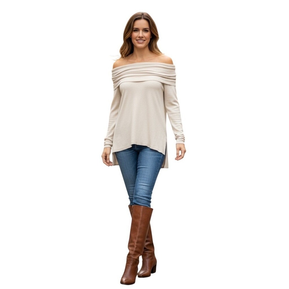 Gibson London Ivory‎ Cowl Neck Long Sleeve Buttery Sweater